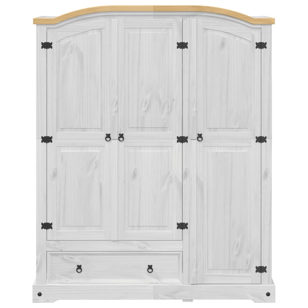 Wardrobe Corona White 151.5x52x186 cm Solid Wood Pine