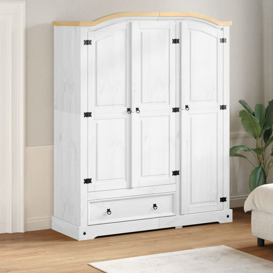 Wardrobe Corona White 151.5x52x186 cm Solid Wood Pine