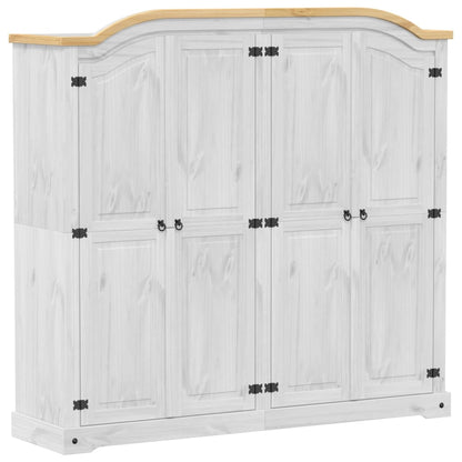 Wardrobe Corona White 194x52x186 cm Solid Wood Pine