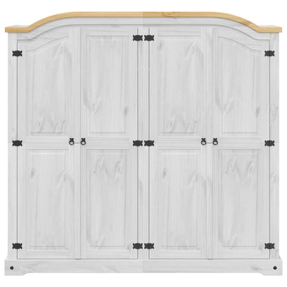 Wardrobe Corona White 194x52x186 cm Solid Wood Pine