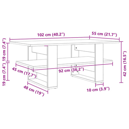 Coffee Table Sonoma Oak 102x55x42 cm Engineered Wood