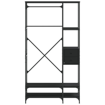 Clothes Rack with Shelves Black Engineered Wood