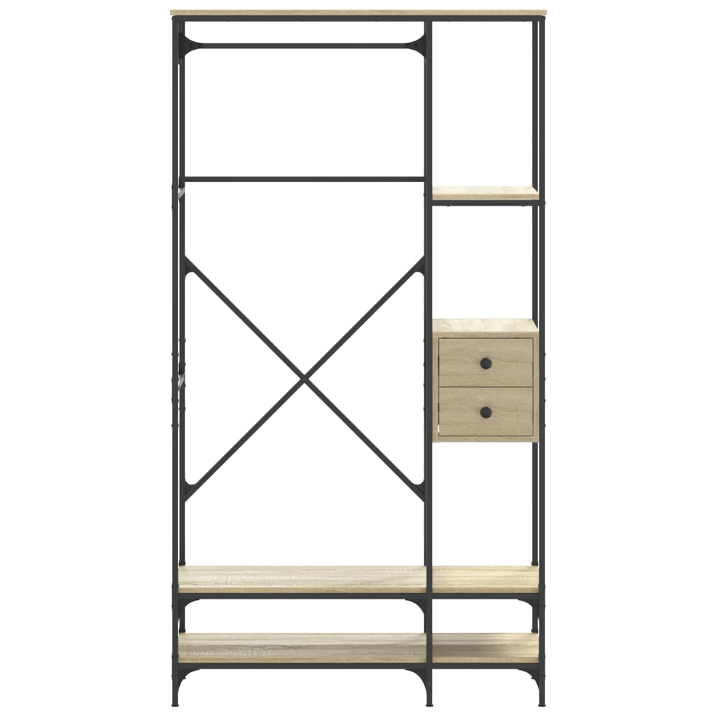 Clothes Rack with Shelves Sonoma Oak Engineered Wood