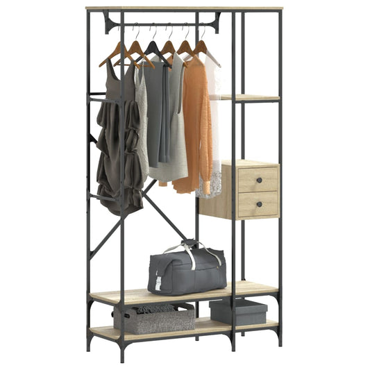 Clothes Rack with Shelves Sonoma Oak Engineered Wood