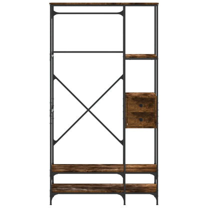 Clothes Rack with Shelves Smoked Oak Engineered Wood