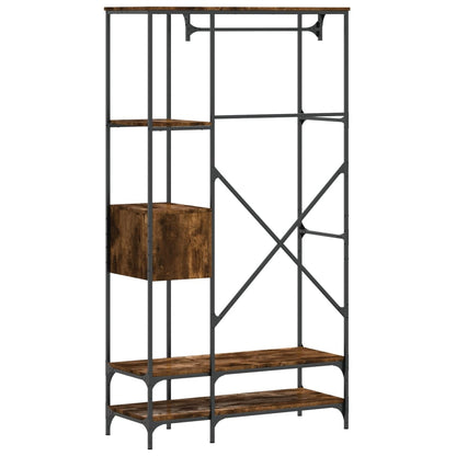 Clothes Rack with Shelves Smoked Oak Engineered Wood