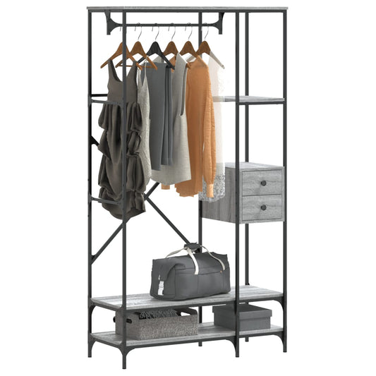 Clothes Rack with Shelves Grey Sonoma Engineered Wood