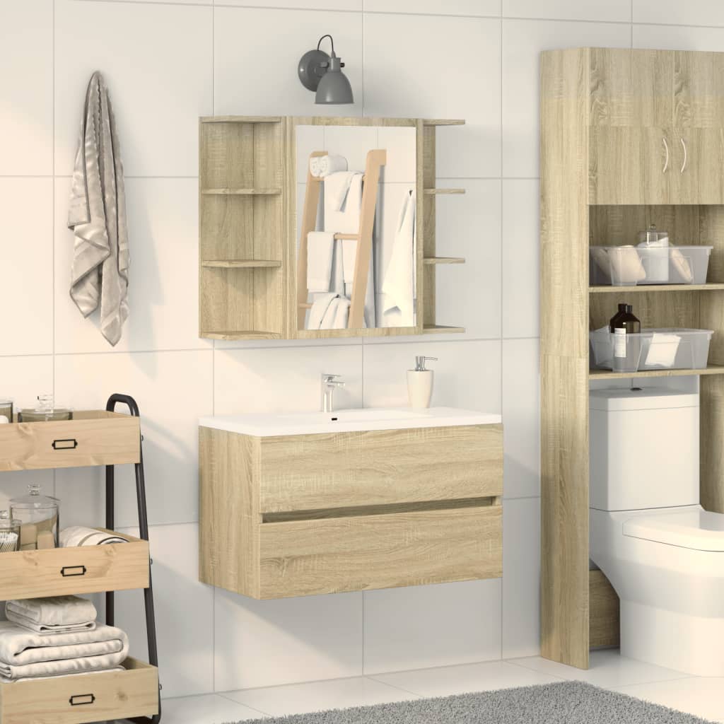 Bathroom Mirror Cabinet Sonoma Oak 80x20.5x64 cm Engineered Wood