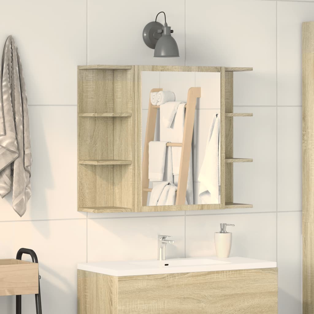 Bathroom Mirror Cabinet Sonoma Oak 80x20.5x64 cm Engineered Wood