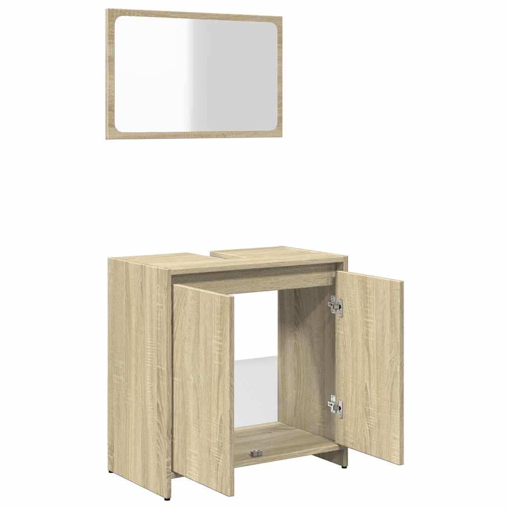 Bathroom Furniture Set Sonoma Oak Engineered Wood