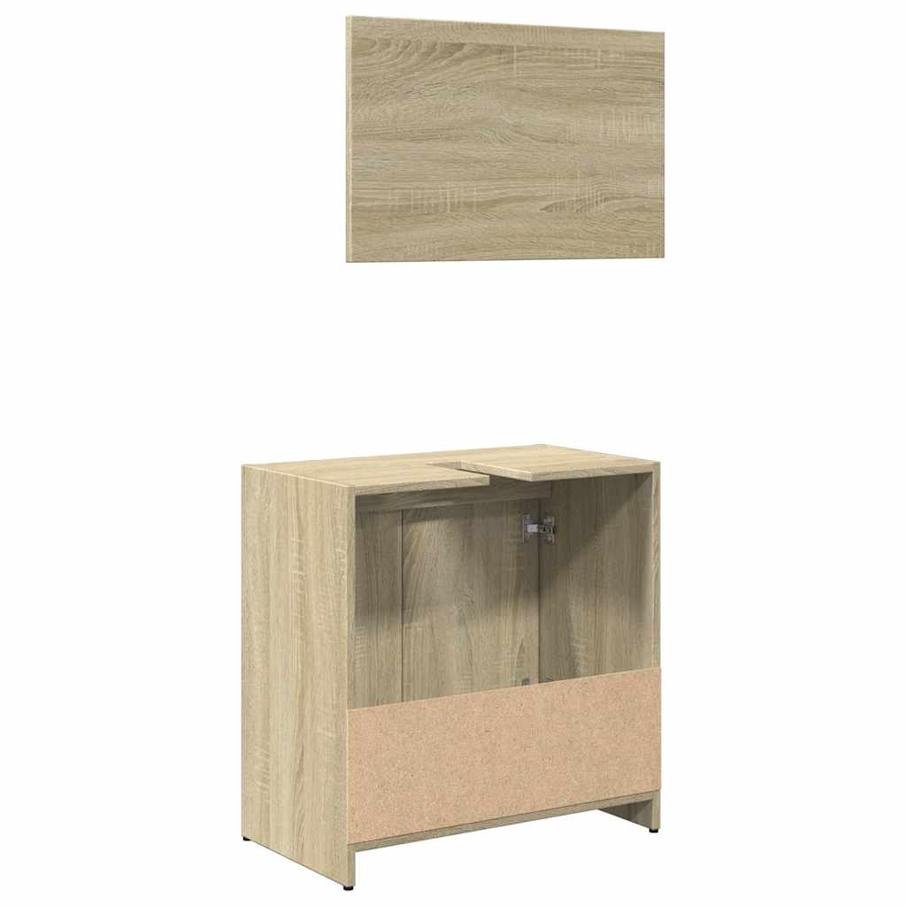 Bathroom Furniture Set Sonoma Oak Engineered Wood