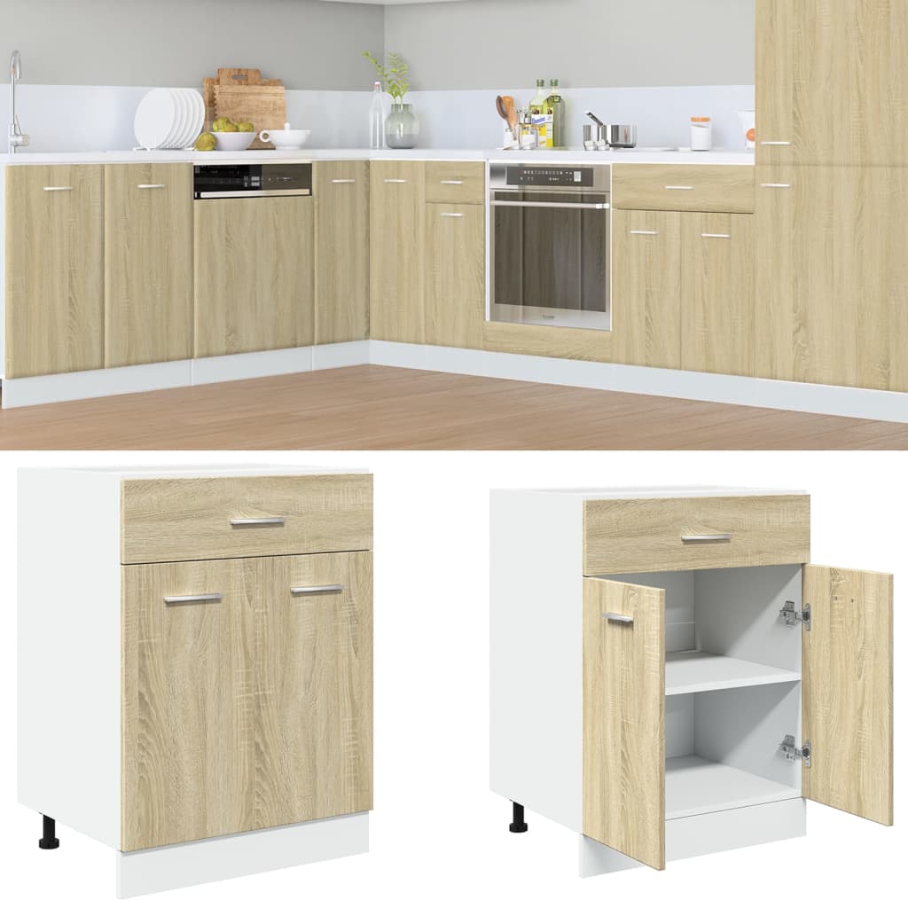 Drawer Bottom Cabinet Sonoma Oak 60x46x81.5 cm Engineered Wood