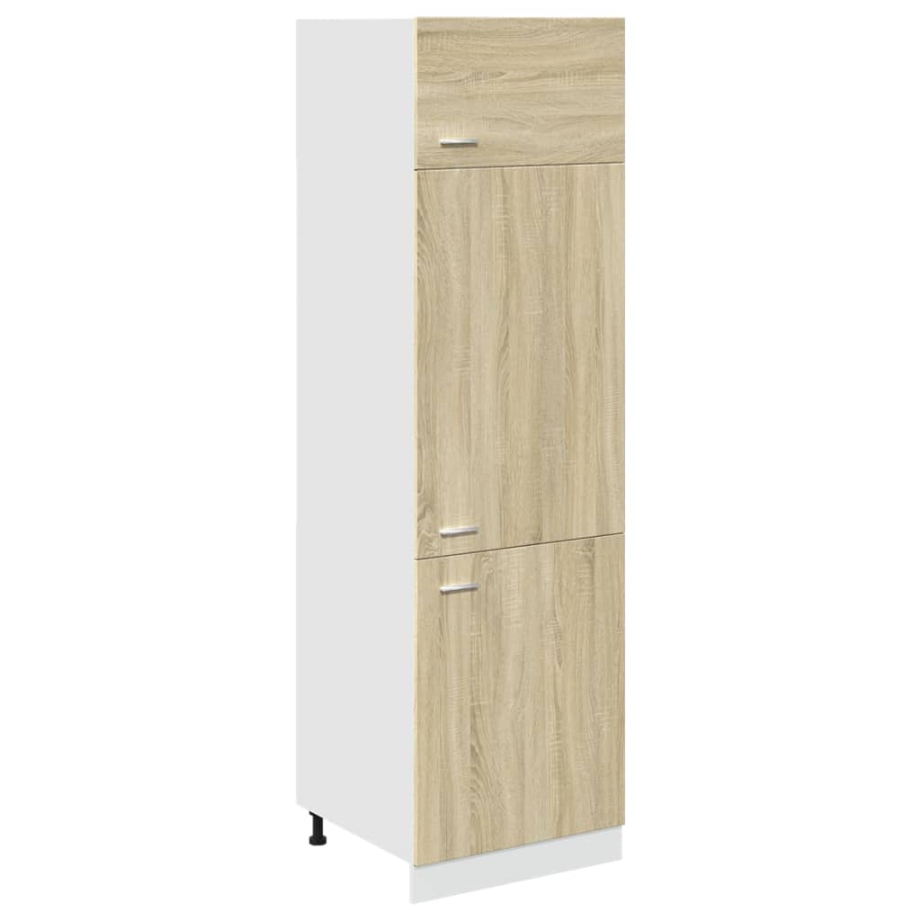 Refrigerator Cabinet Sonoma Oak 60x57x207 cm Engineered Wood