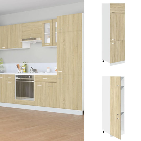 Refrigerator Cabinet Sonoma Oak 60x57x207 cm Engineered Wood