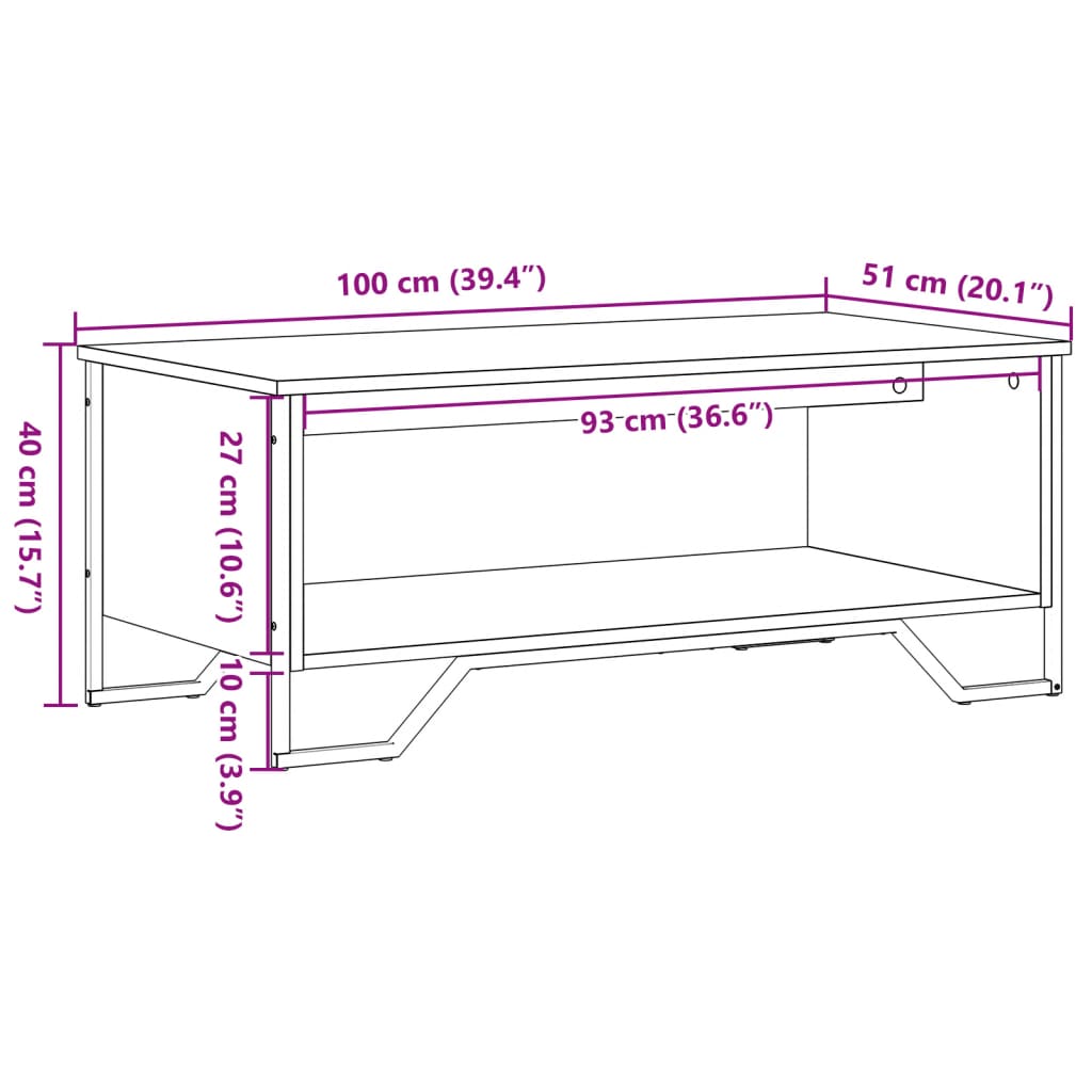 Coffee Table Sonoma Oak 100x51x40 cm Engineered Wood