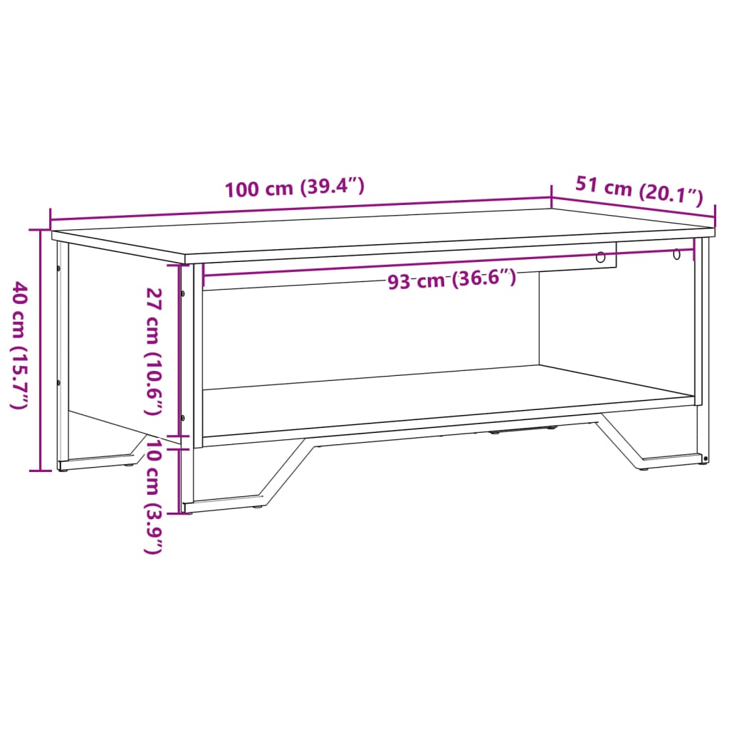 Coffee Table Smoked Oak 100x51x40 cm Engineered Wood