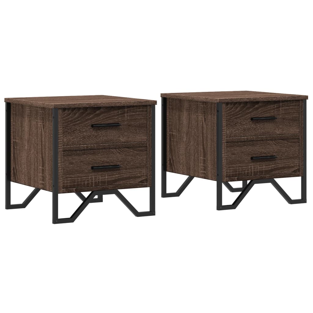 Bedside Cabinets 2 pcs Brown Oak 40x41x40 cm Engineered Wood