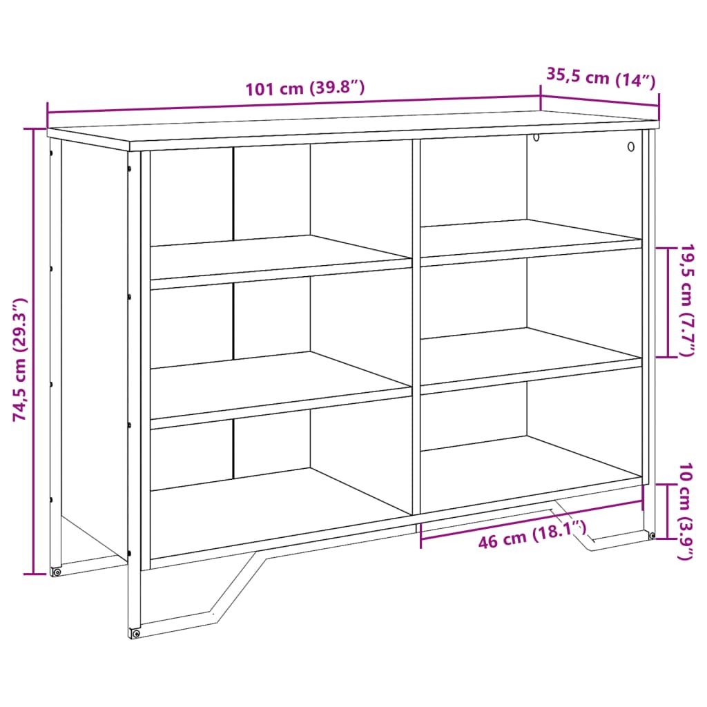 Sideboard Sonoma Oak 101x35.5x74.5 cm Engineered Wood