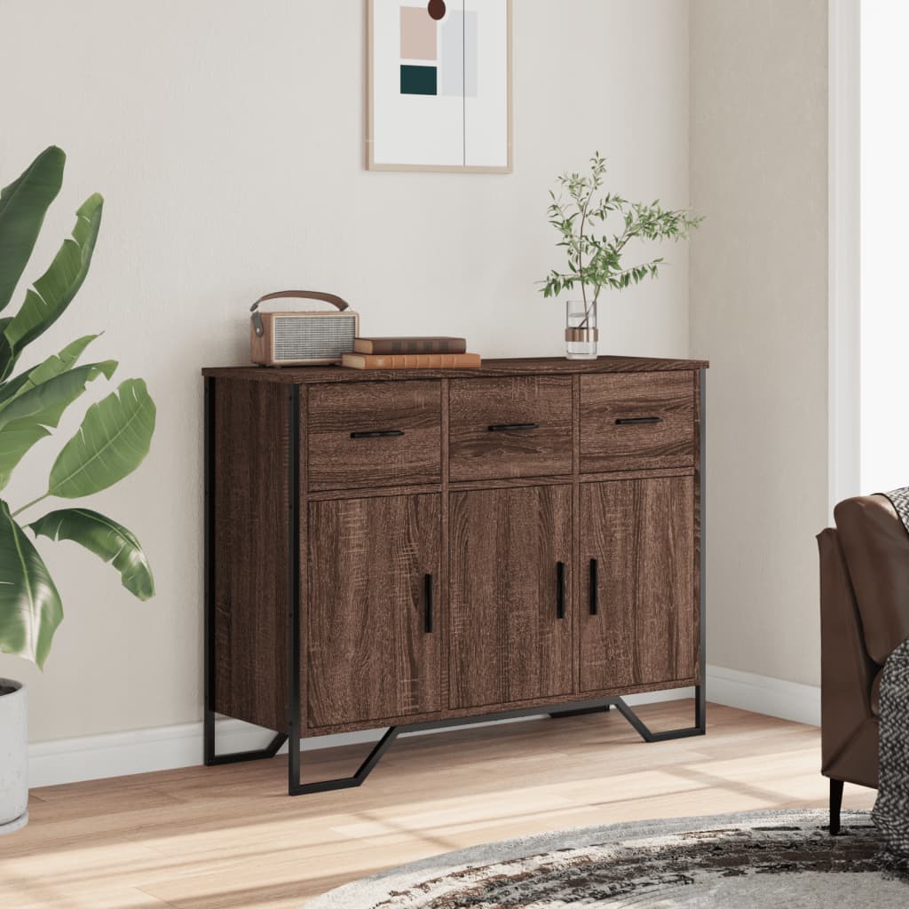 Sideboard Brown Oak 97x32.5x74.5 cm Engineered Wood