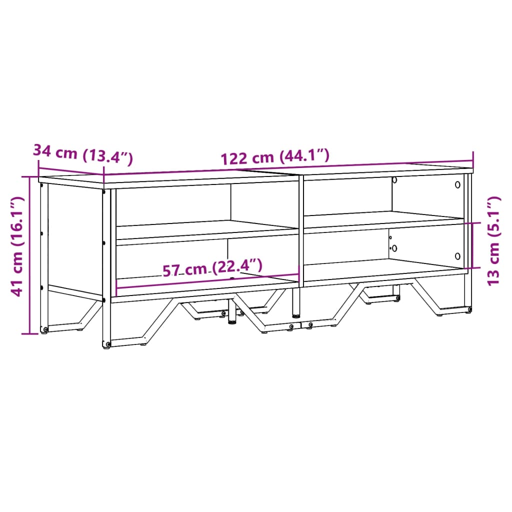 TV Cabinet Black 122x34x41 cm Engineered Wood