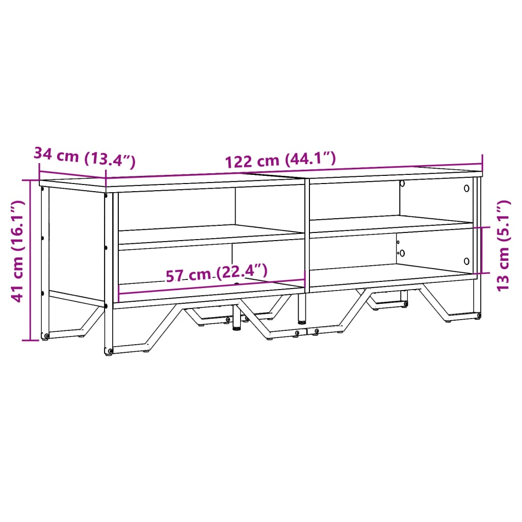 TV Cabinet Grey Sonoma 122x34x41 cm Engineered Wood