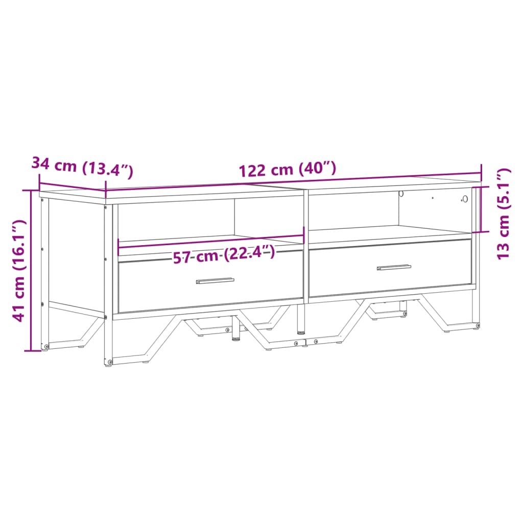 TV Cabinet Black 122x34x41 cm Engineered Wood