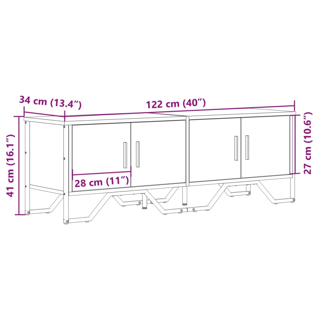 TV Cabinet Black 122x34x41 cm Engineered Wood