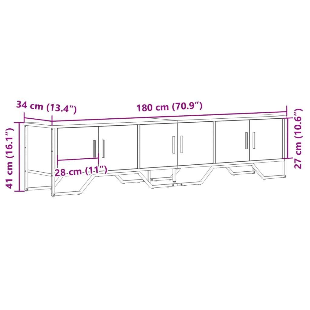 TV Cabinet Black 180x34x41 cm Engineered Wood