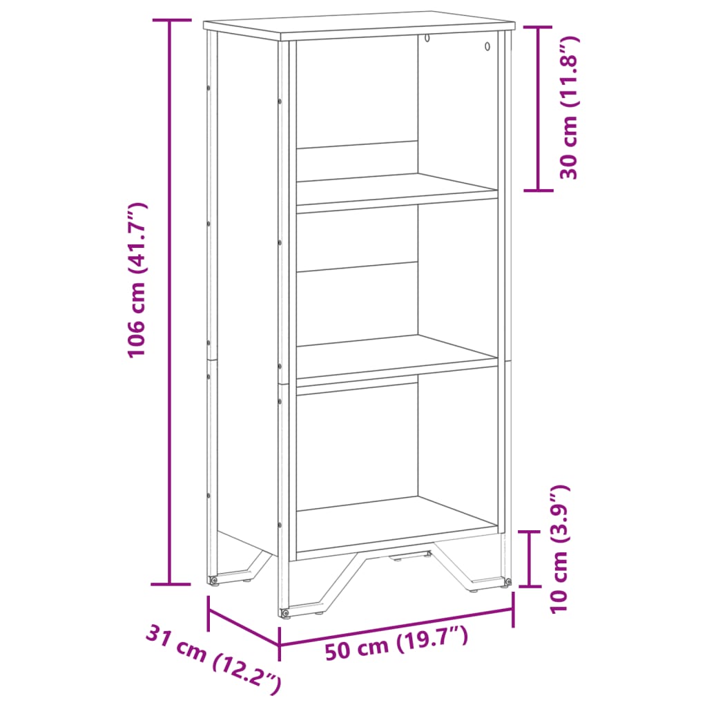 Bookcase Smoked Oak 50x31x106 cm Engineered Wood