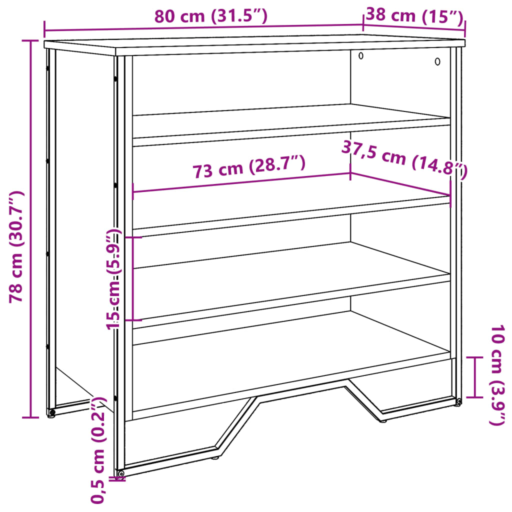 Shoe Cabinet Sonoma Oak 80x38x78 cm Engineered Wood