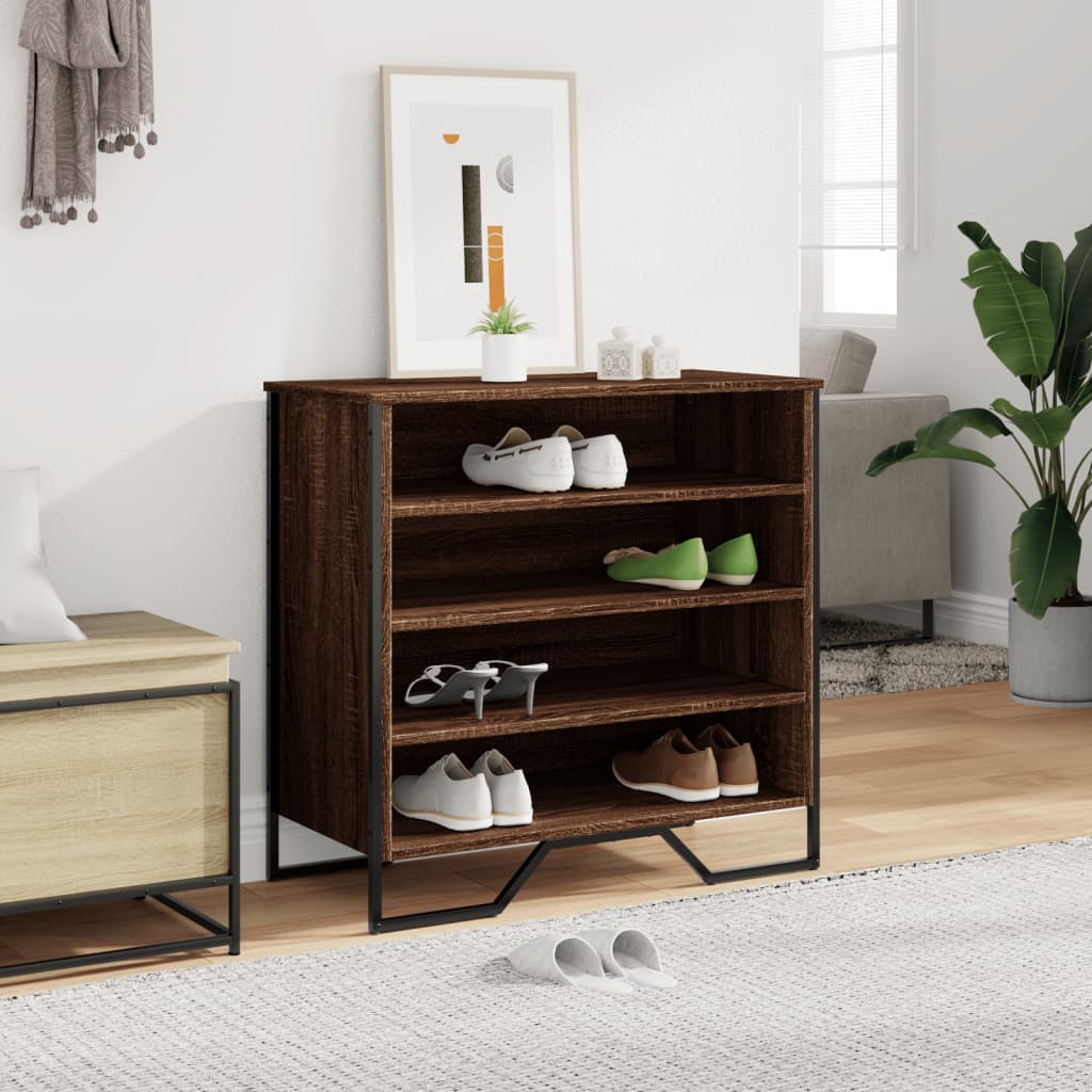 Shoe Cabinet Brown Oak 80x38x78 cm Engineered Wood