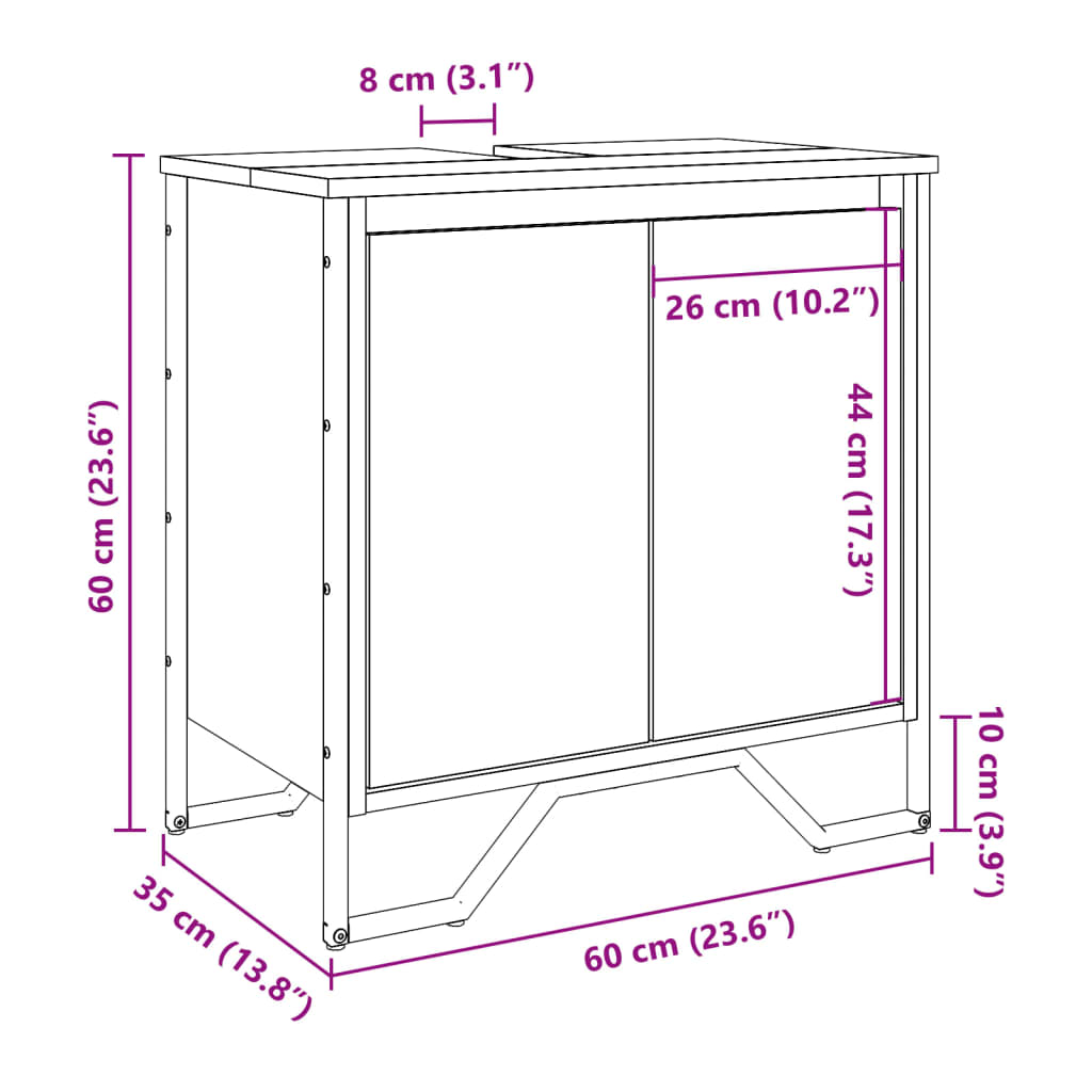 Bathroom Sink Cabinet Black 60x35x60 cm Engineered Wood