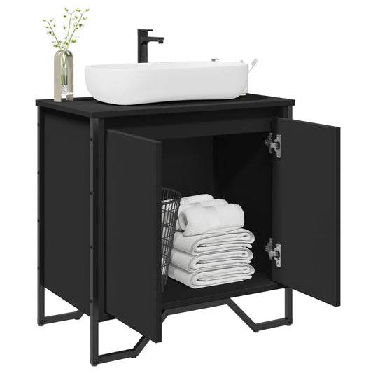 Bathroom Sink Cabinet Black 60x35x60 cm Engineered Wood