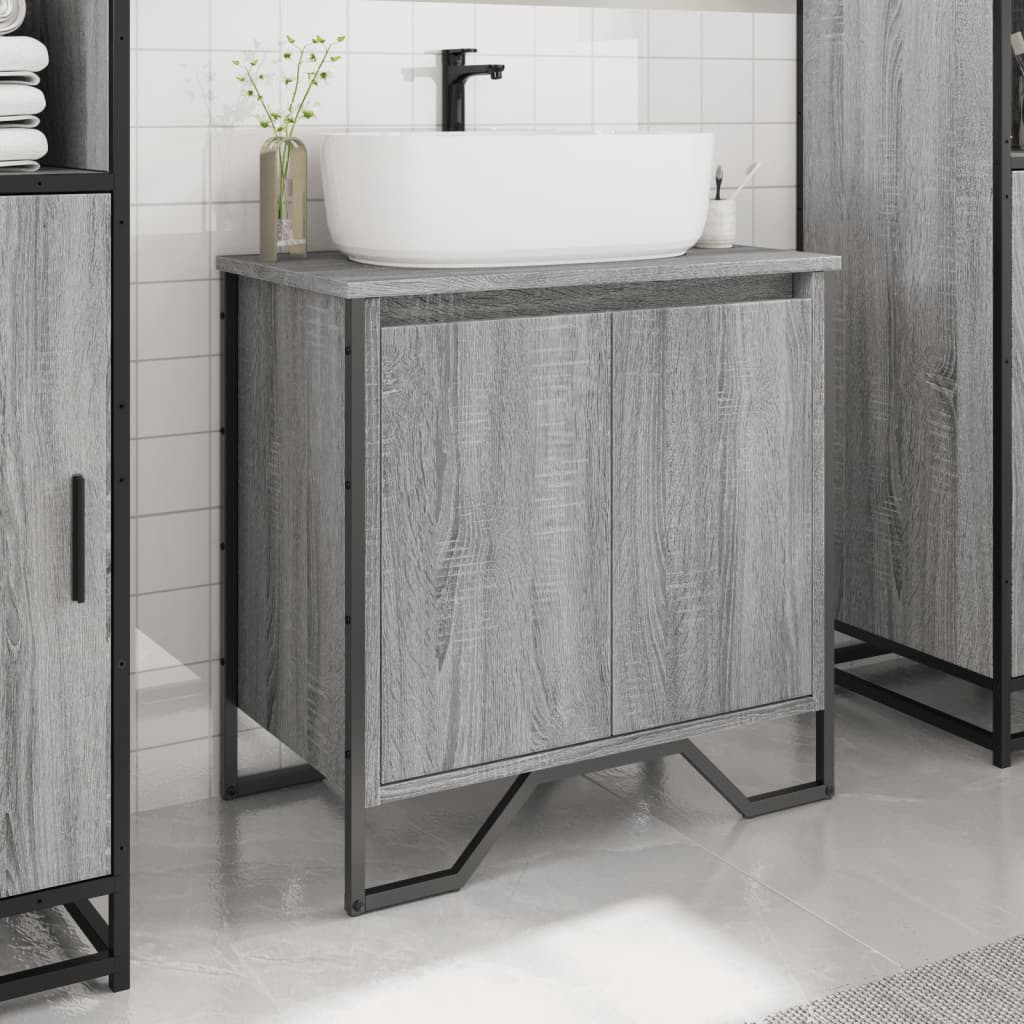 Bathroom Sink Cabinet Grey Sonoma 60x35x60 cm Engineered Wood