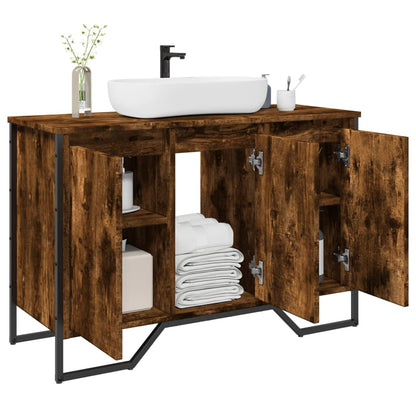 Bathroom Sink Cabinet Smoked Oak 91x35x60 cm Engineered Wood