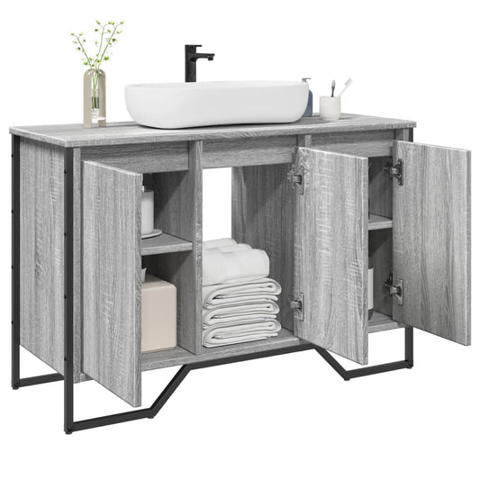 Bathroom Sink Cabinet Grey Sonoma 91x35x60 cm Engineered Wood