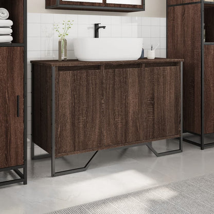 Bathroom Sink Cabinet Brown Oak 91x35x60 cm Engineered Wood