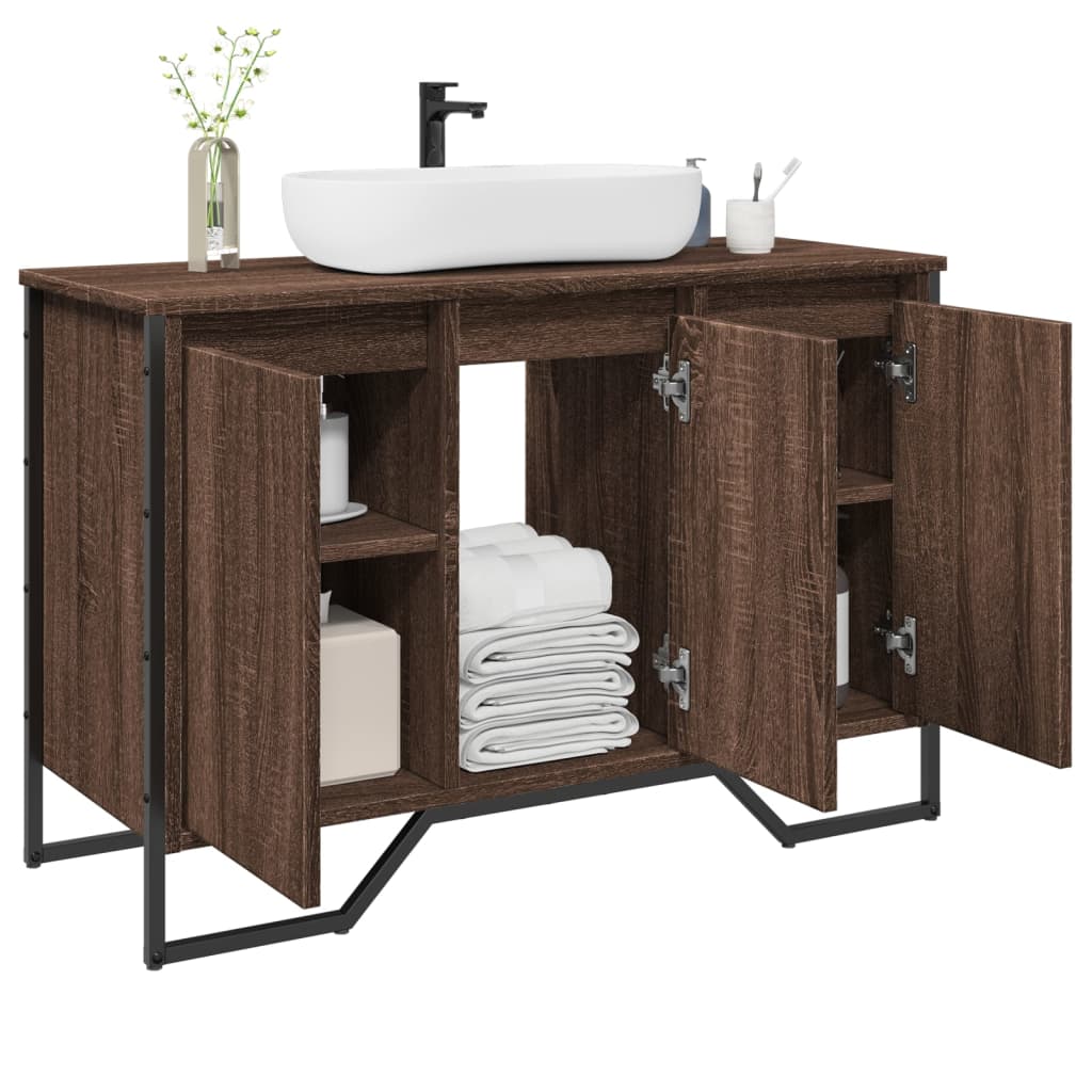 Bathroom Sink Cabinet Brown Oak 91x35x60 cm Engineered Wood