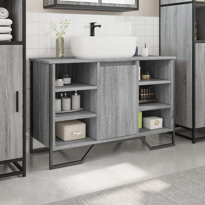 Bathroom Sink Cabinet Grey Sonoma 91x35x60 cm Engineered Wood