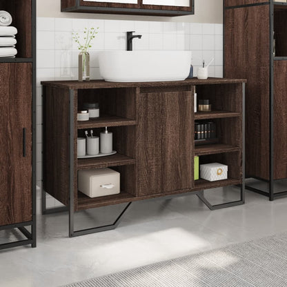 Bathroom Sink Cabinet Brown Oak 91x35x60 cm Engineered Wood