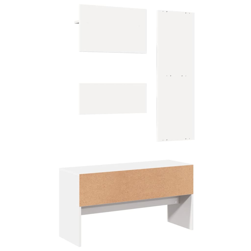 4 Piece Hallway Furniture Set White Engineered Wood