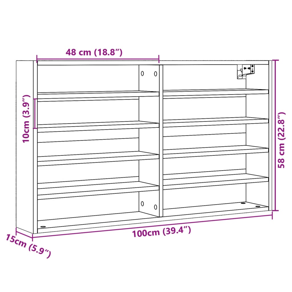 Vitrine Cabinet White 100x15x58 cm Engineered Wood