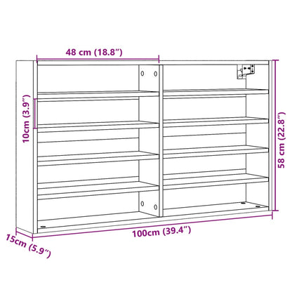 Vitrine Cabinet Black 100x15x58 cm Engineered Wood