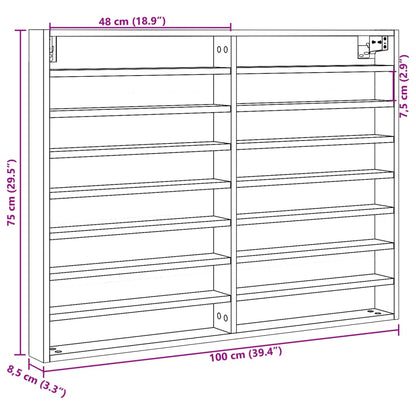 Vitrine Cabinet Black 100x8.5x75 cm Engineered Wood