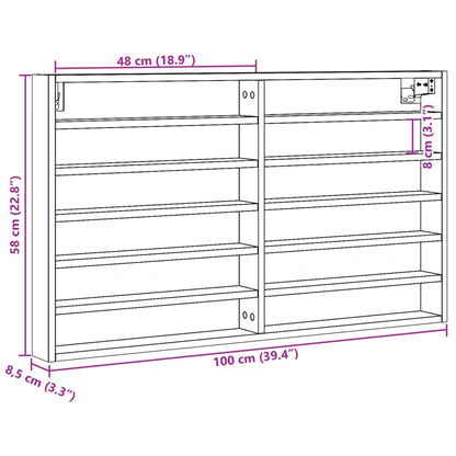 Vitrine Cabinet Black 100x8.5x58 cm Engineered Wood