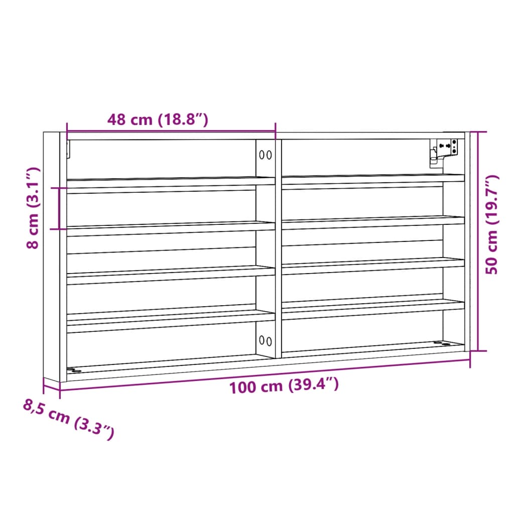 Vitrine Cabinet Black 100x8.5x50 cm Engineered Wood