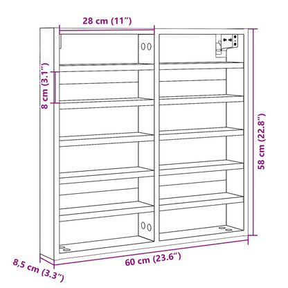 Vitrine Cabinet White 60x8.5x58 cm Engineered Wood