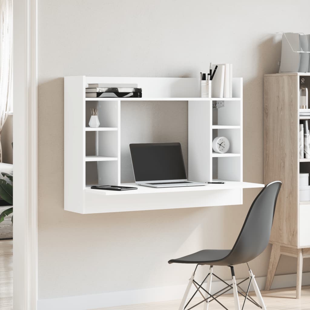 Wall-Mounted Desk White 105x48x75 cm Engineered Wood