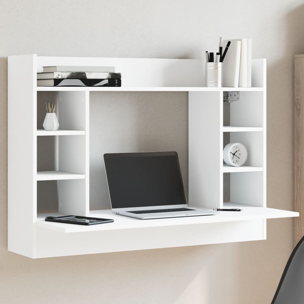 Wall-Mounted Desk White 105x48x75 cm Engineered Wood