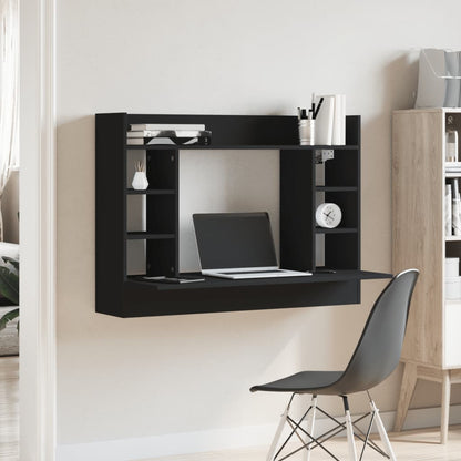 Wall-Mounted Desk Black 105x48x75 cm Engineered Wood